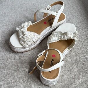 Steve Madden Cream Braided Espadrille Wedge Sandals